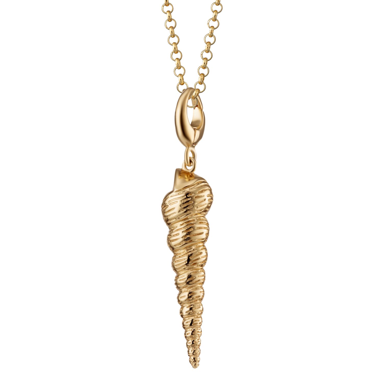 Gold Plated Spire Shell Charm Necklace