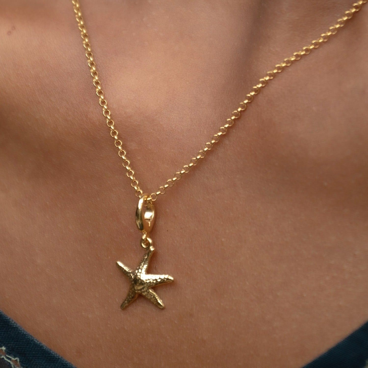 Gold Plated Starfish Charm Necklace