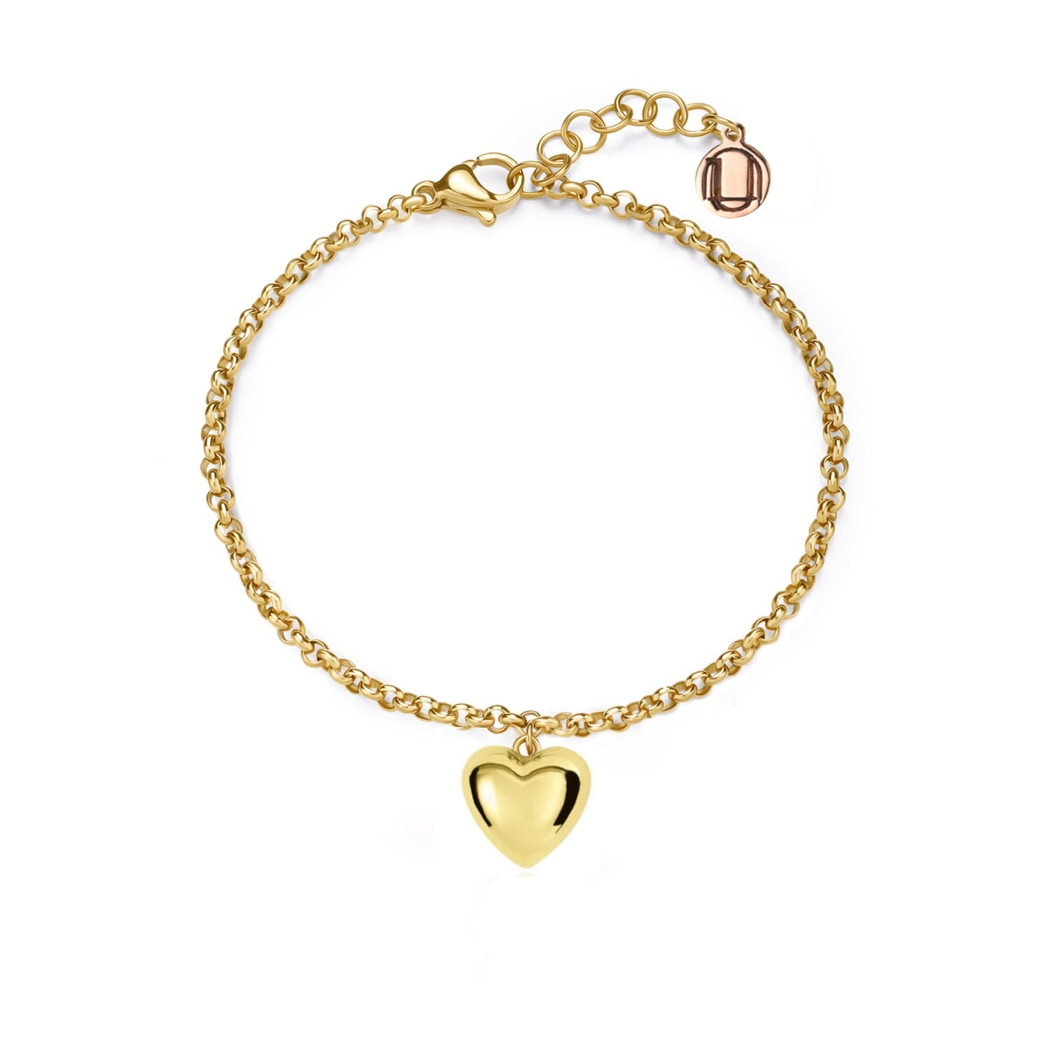 Gold-Plated Sterling Silver Heart Charm Bracelet – Elegant Minimalist Jewelry, Love Symbol, Perfect Gift For Her