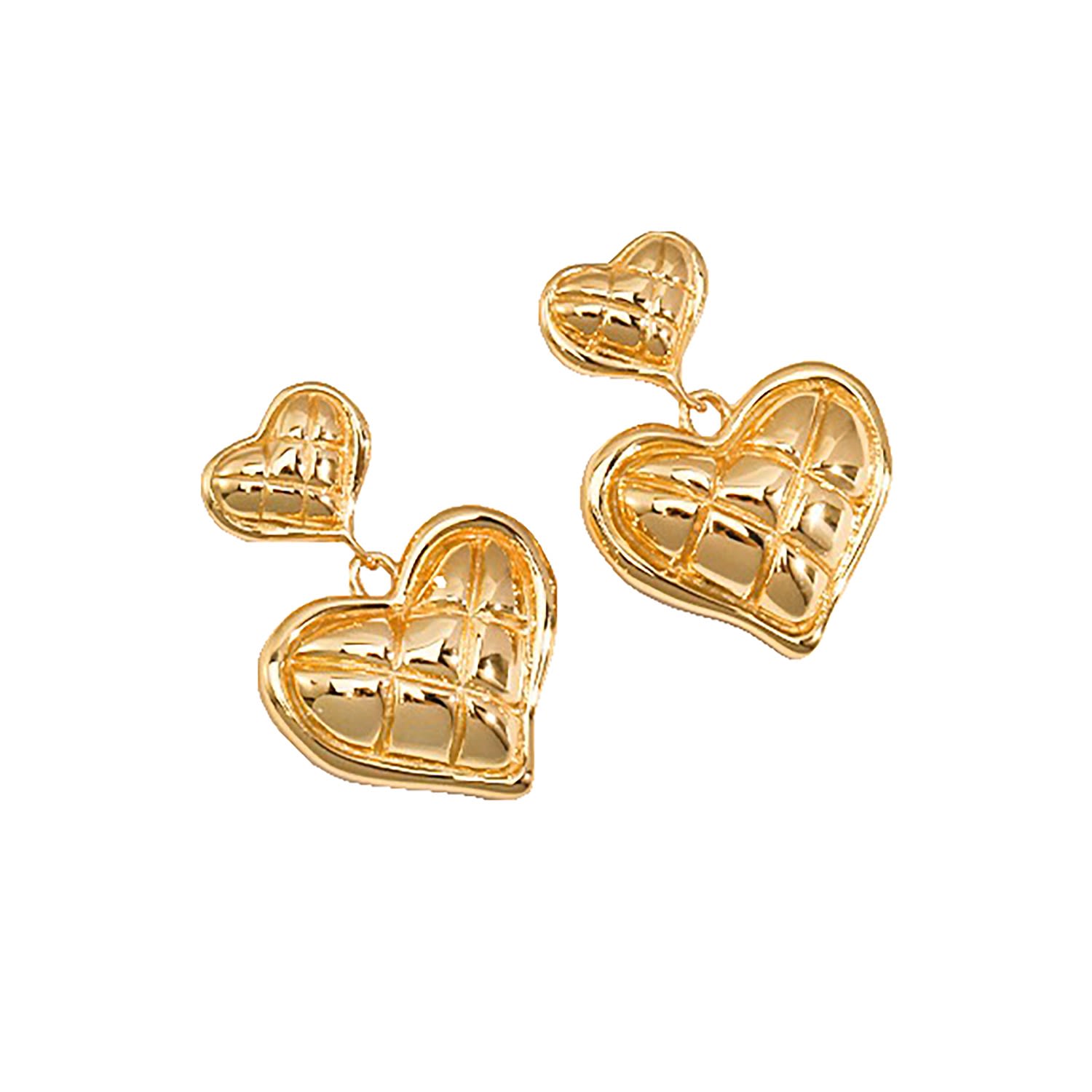 Gold Plated Sterling Silver Heart Dangle Earrings