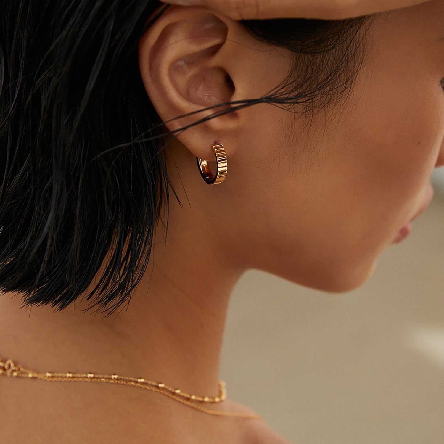 Gold Plated Sterling Silver Minimalist Huggie Earrings