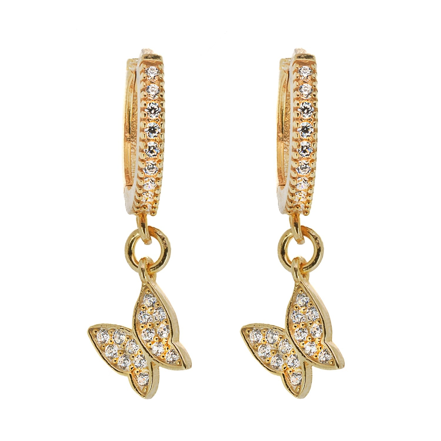 Freedom Butterfly Gold Vermeil & Pave Diamond Earrings - Gold