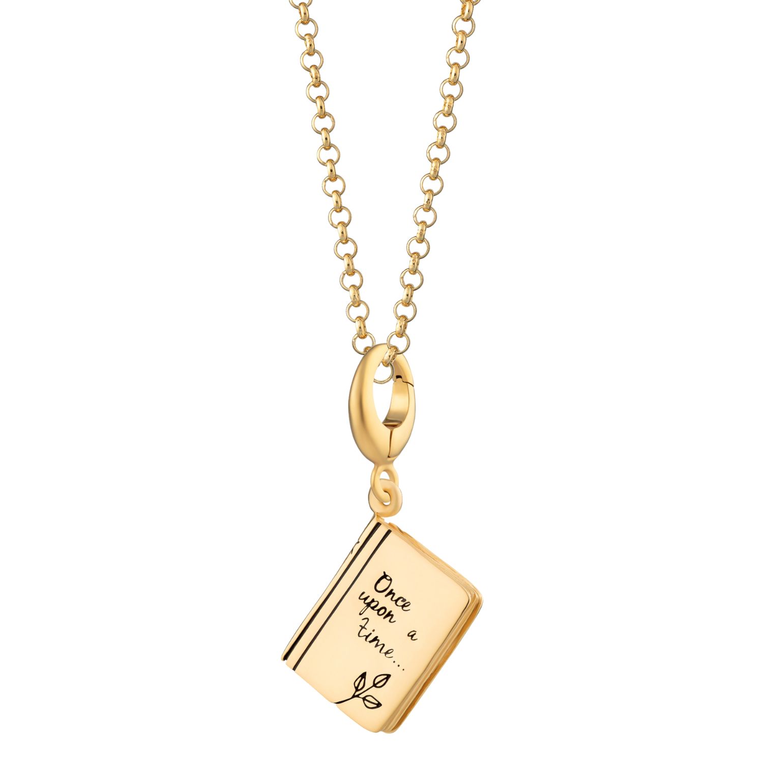 Gold Plated Story Book Charm Necklace