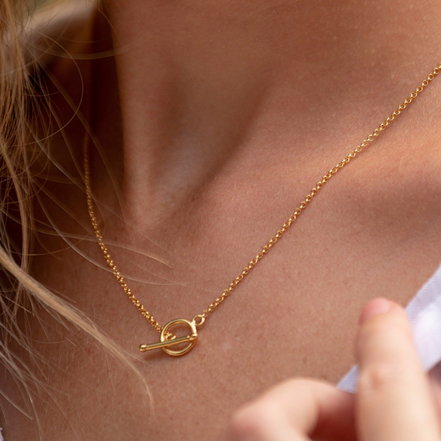 Gold Plated T-Bar Charm Collector Necklace