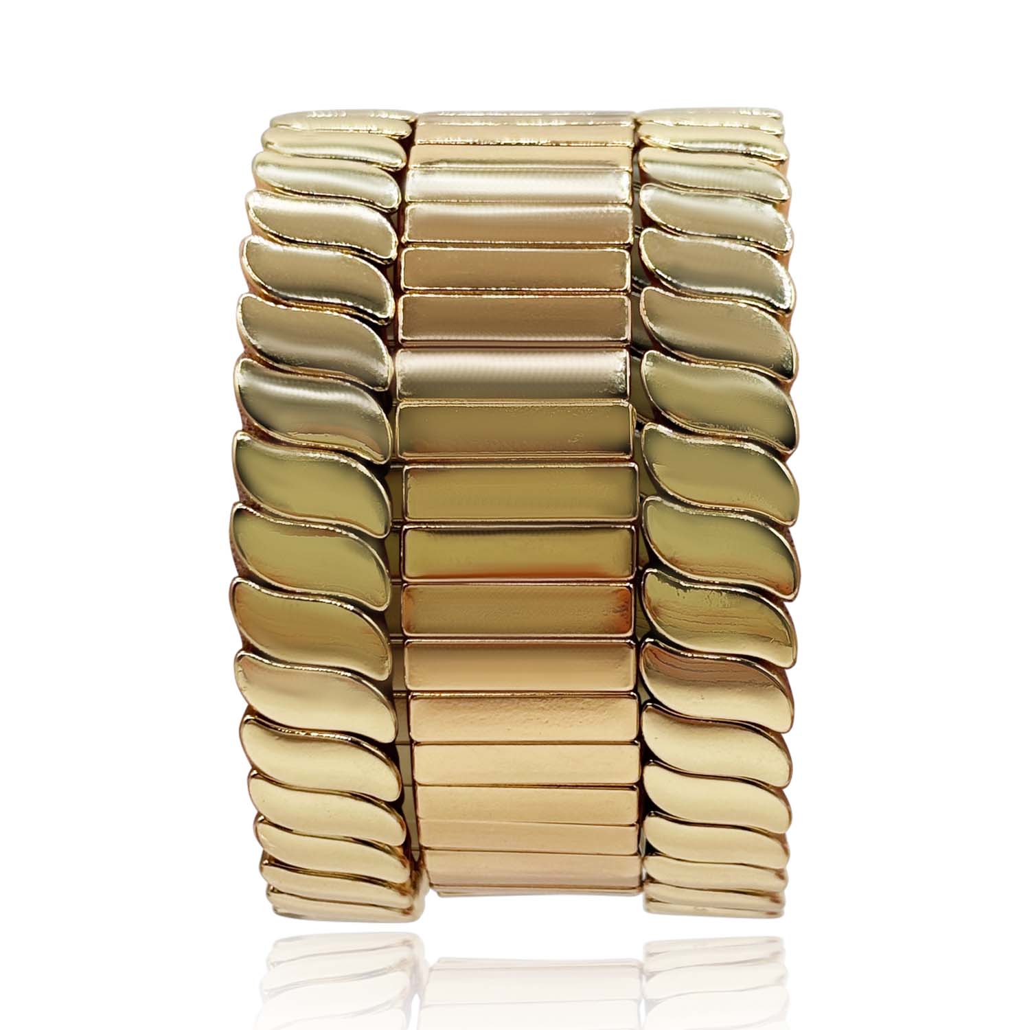 Gold Plated Three Piece Swirl Elastic Bracelet Set