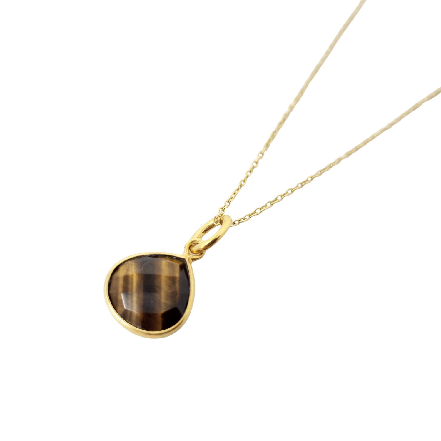 Gold Plated Tiger's Eye Protection Crystal Necklace