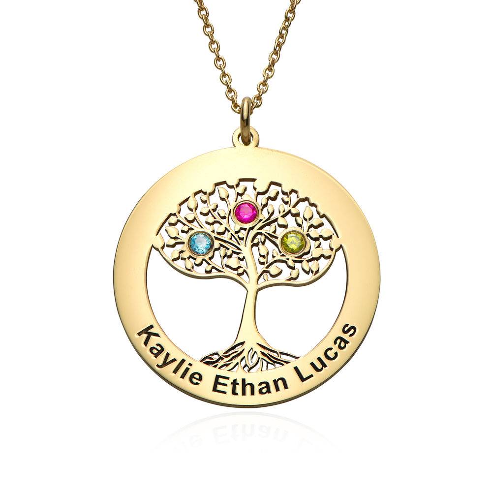 Gold Plated Tree of Life Necklace with Birthstones