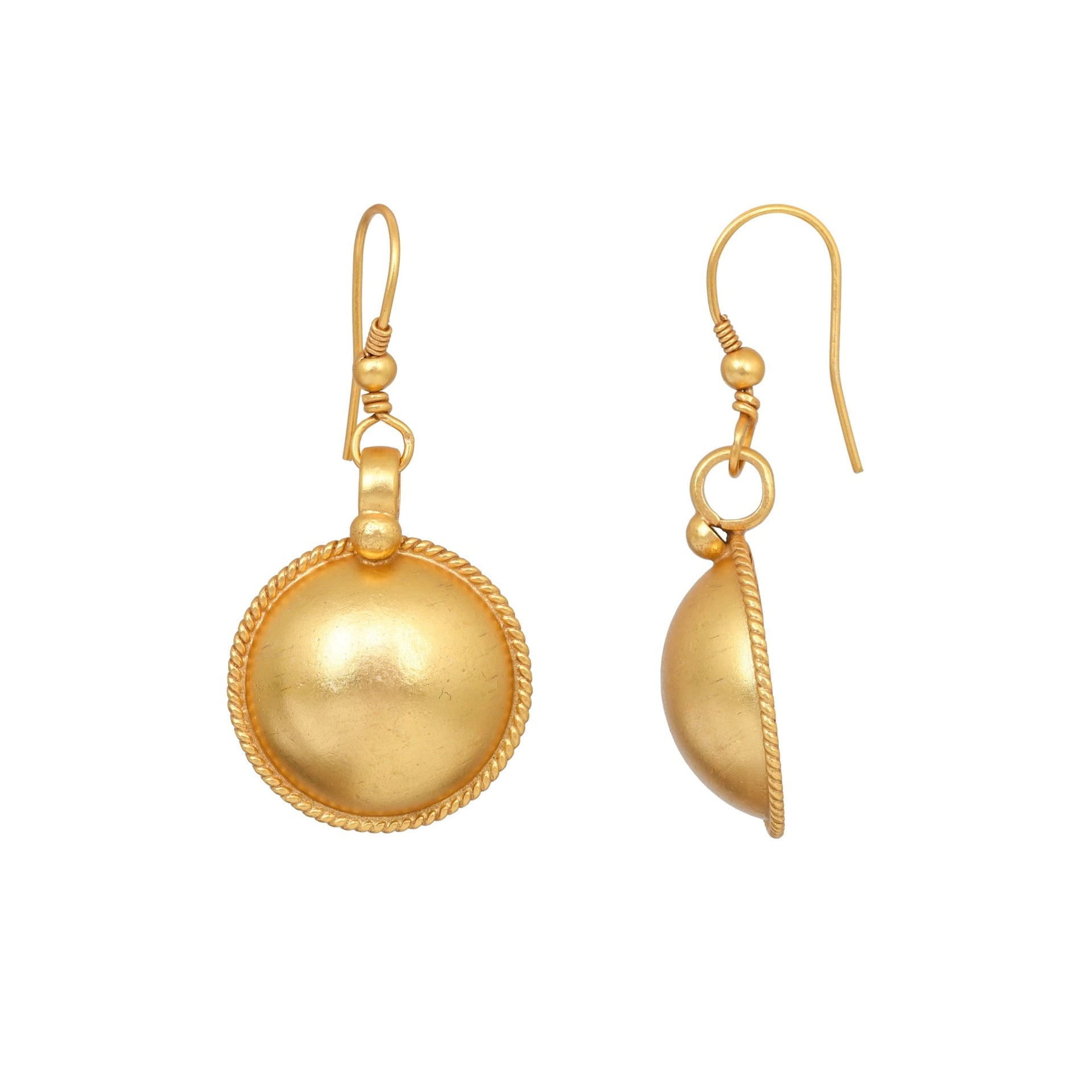 Gold Plated Tribal Disc Earrings