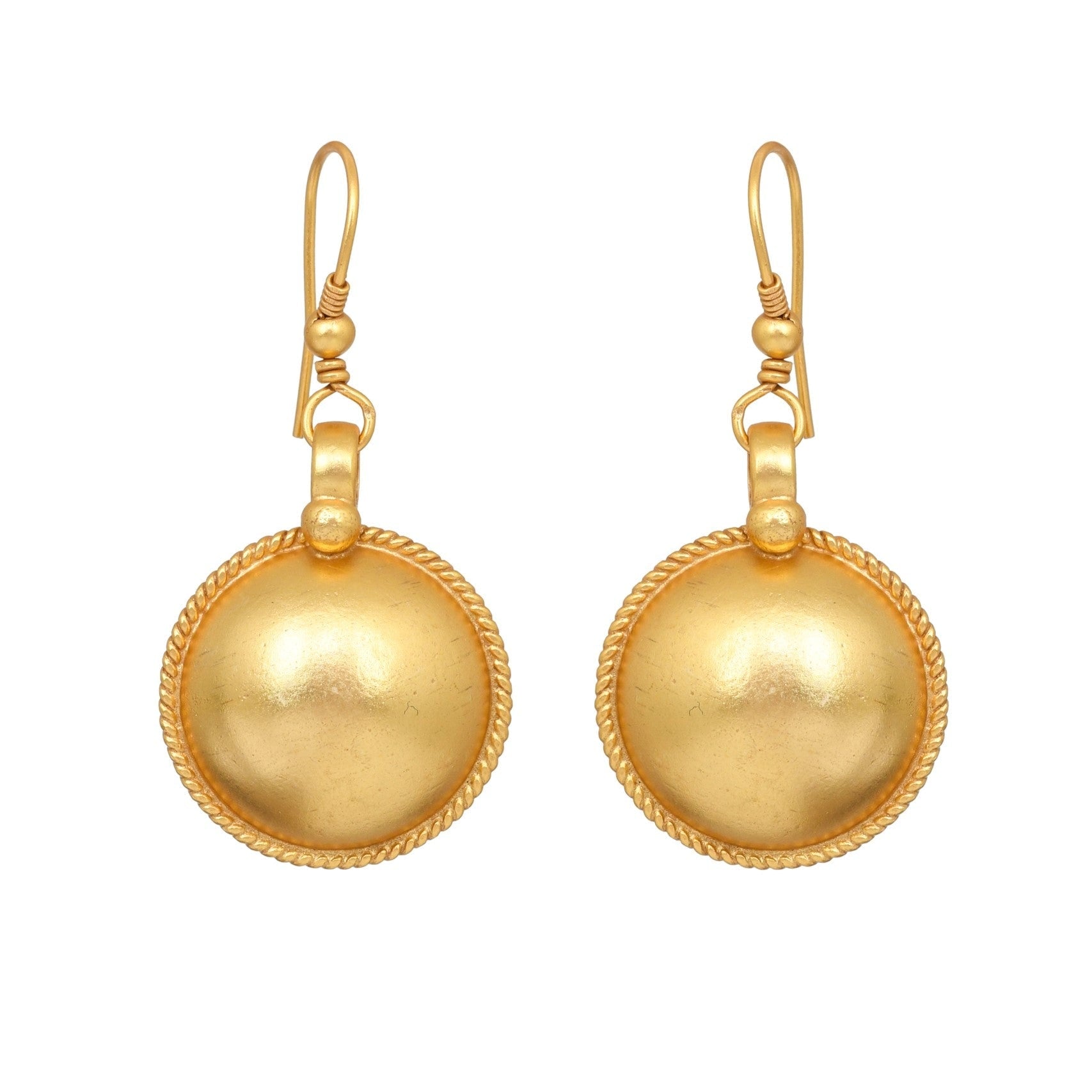 Gold Plated Tribal Disc Earrings