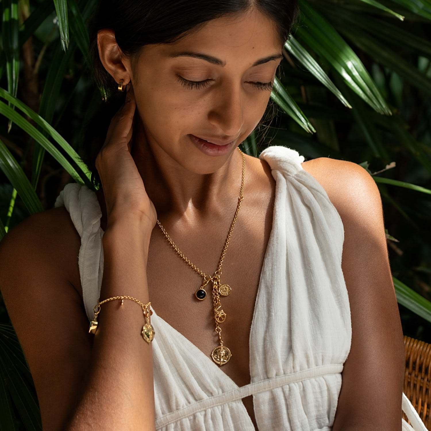 Gold Plated Trinity Charm Collector Necklace