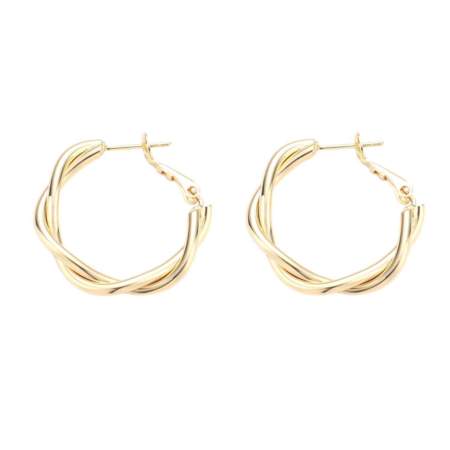 Gold Plated Twisted Hoop Everyday Earrings
