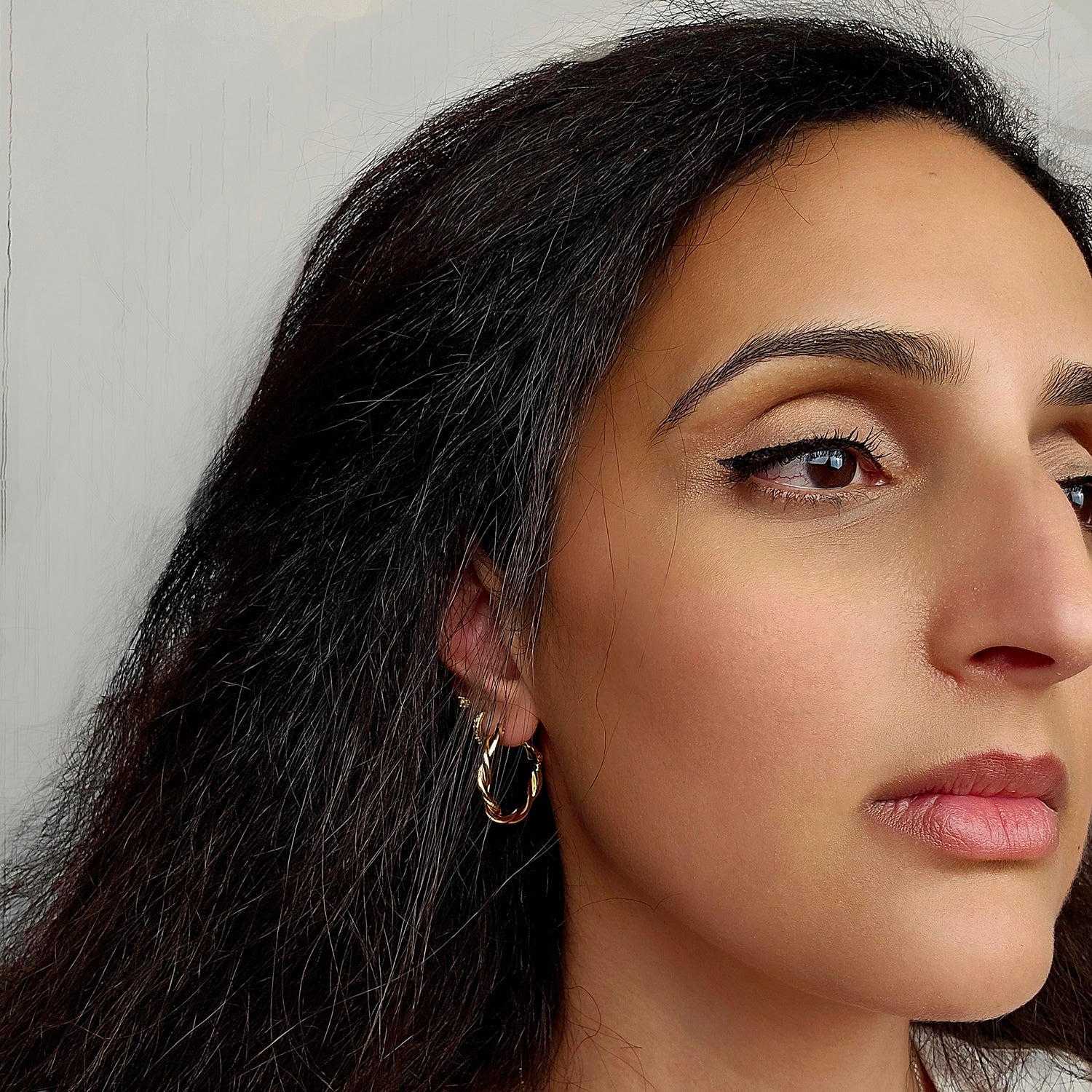 Gold Plated Twisted Hoop Everyday Earrings