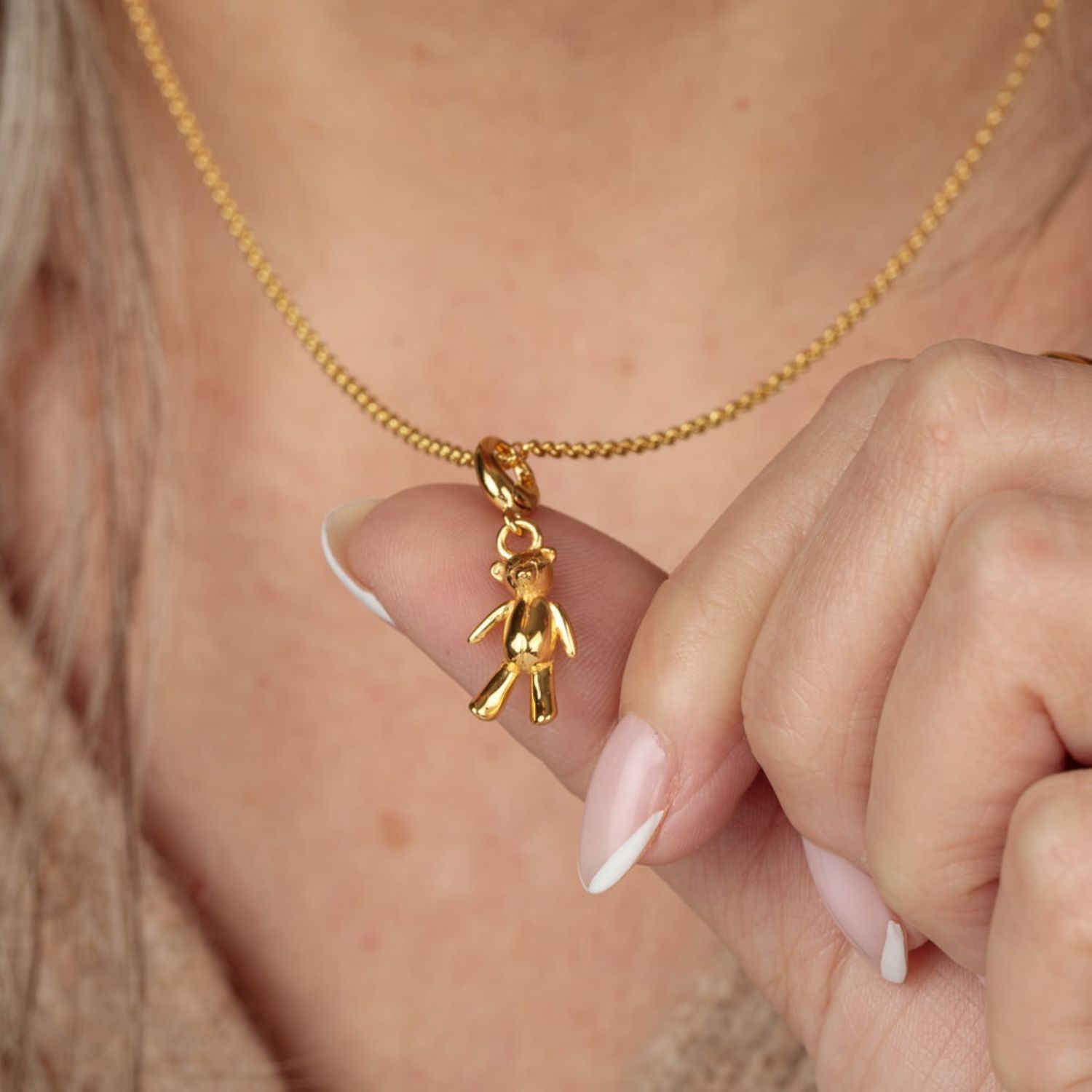 Gold Plated Vintage Teddy Bear Charm Necklace