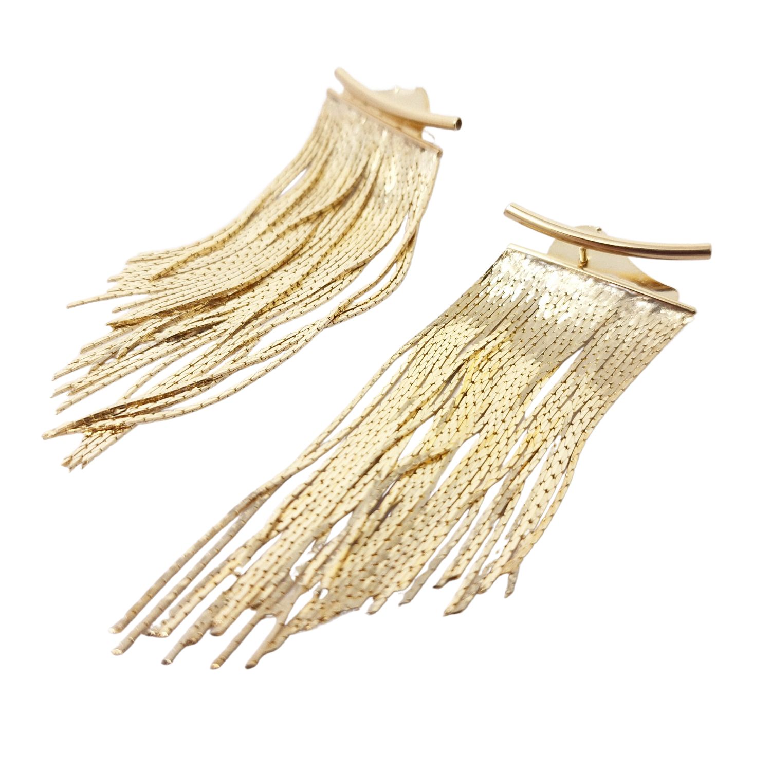 Gold Plated Waterfall Party Tassel Earrings