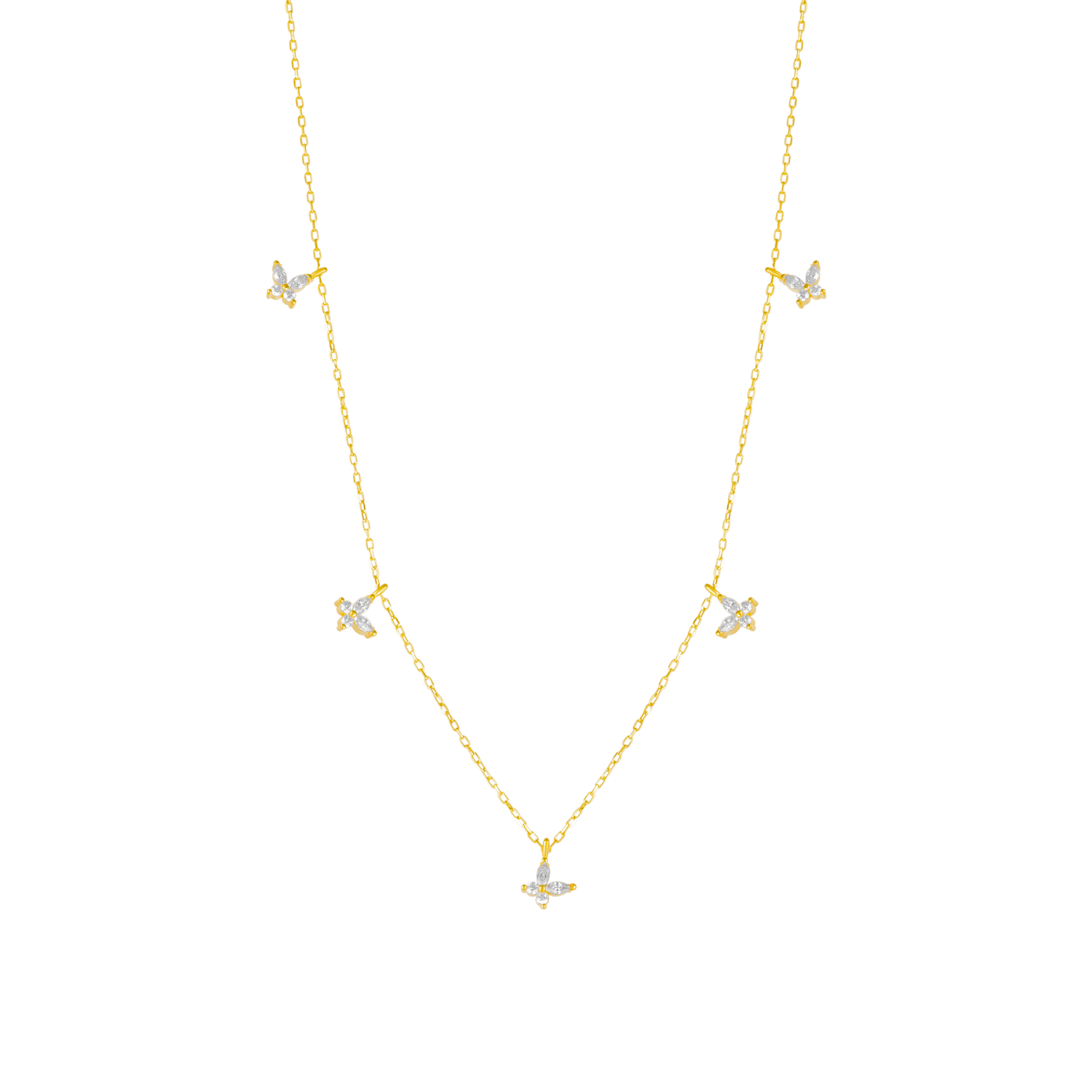 Gold Plated White Butterfly Necklace