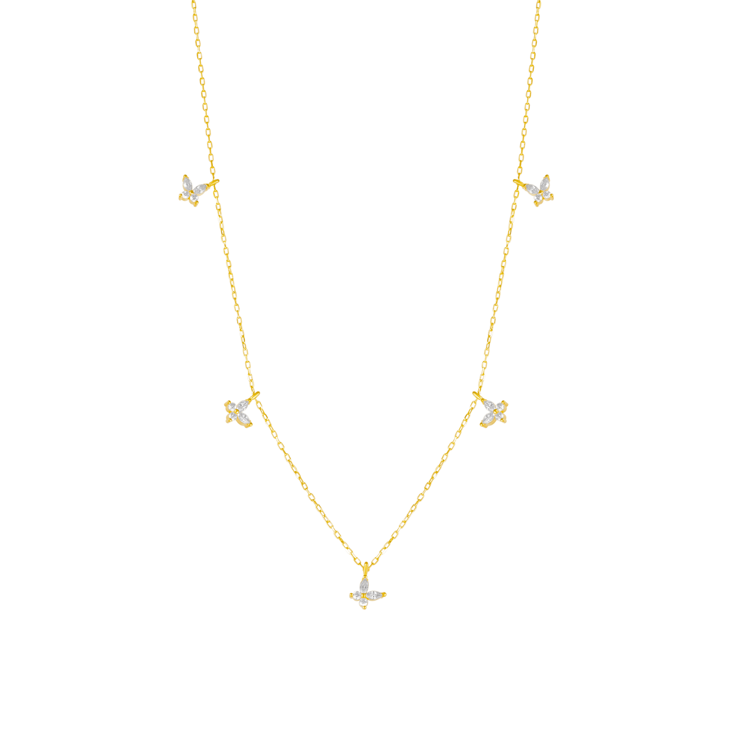 Gold Plated White Butterfly Sterling Silver Necklace