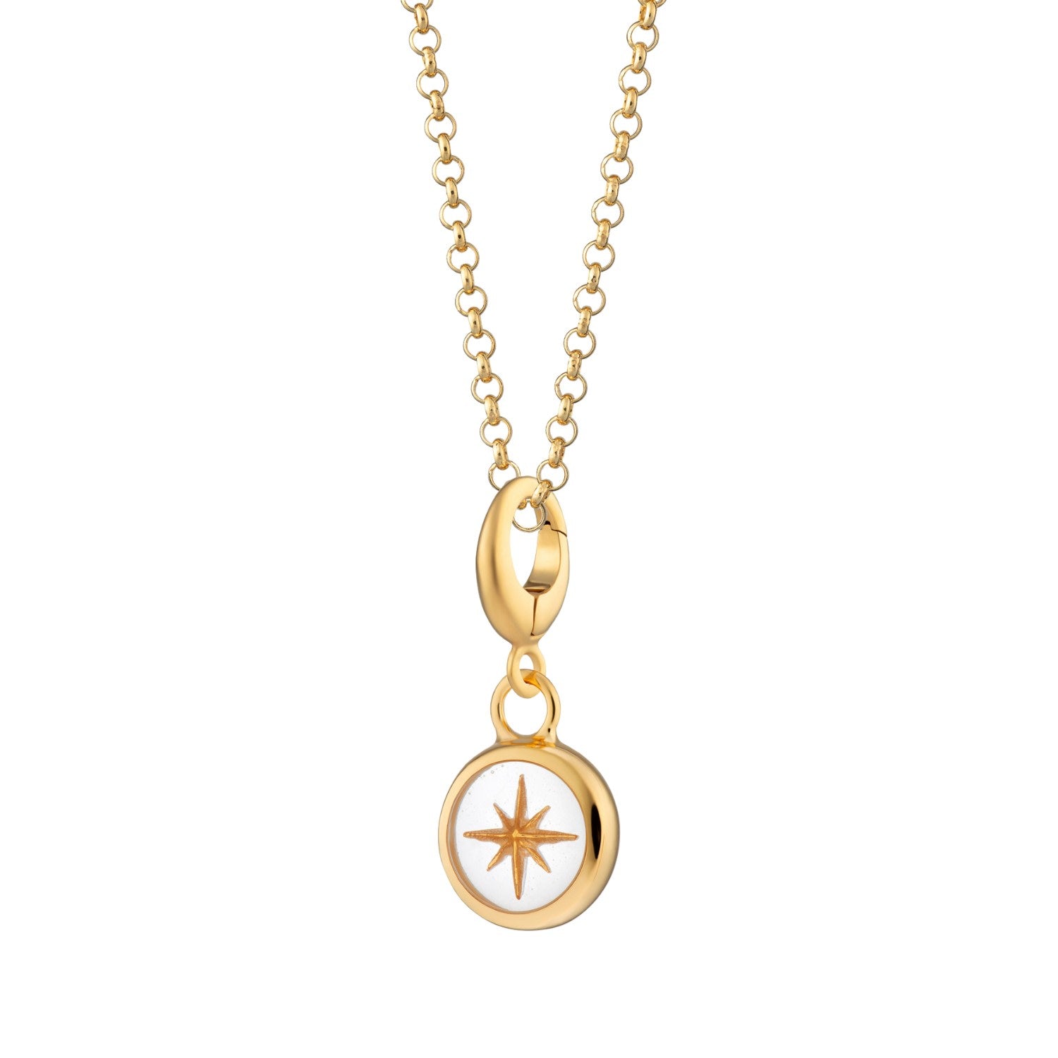 Gold Plated White Star Resin Capture Charm Necklace