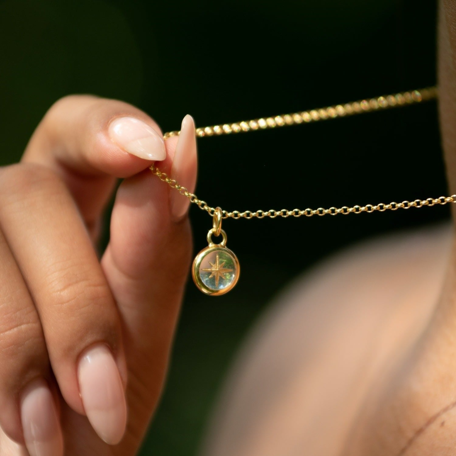 Gold Plated White Star Resin Capture Charm Necklace