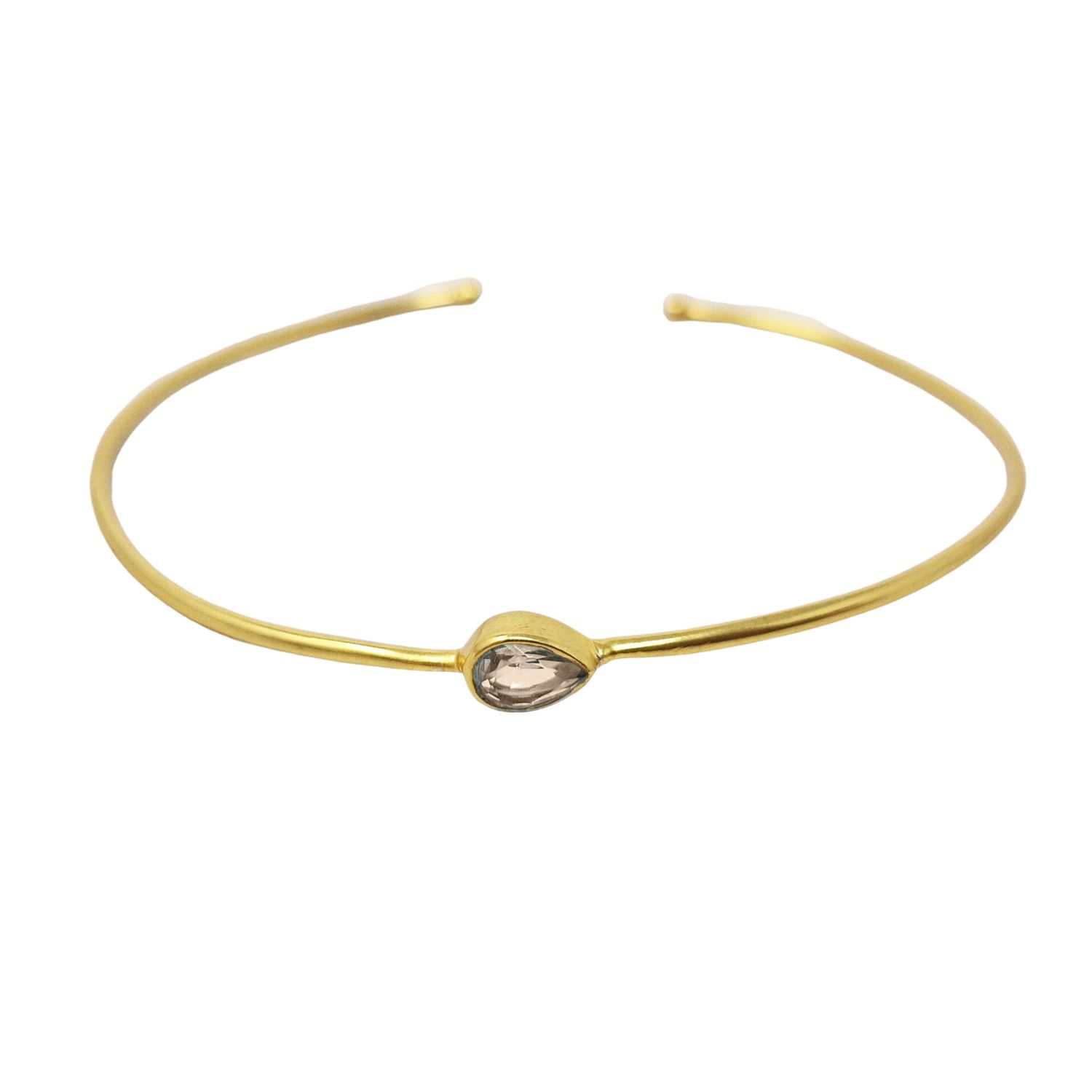Gold Plated White Topaz April Birthstone Crystal Bangle