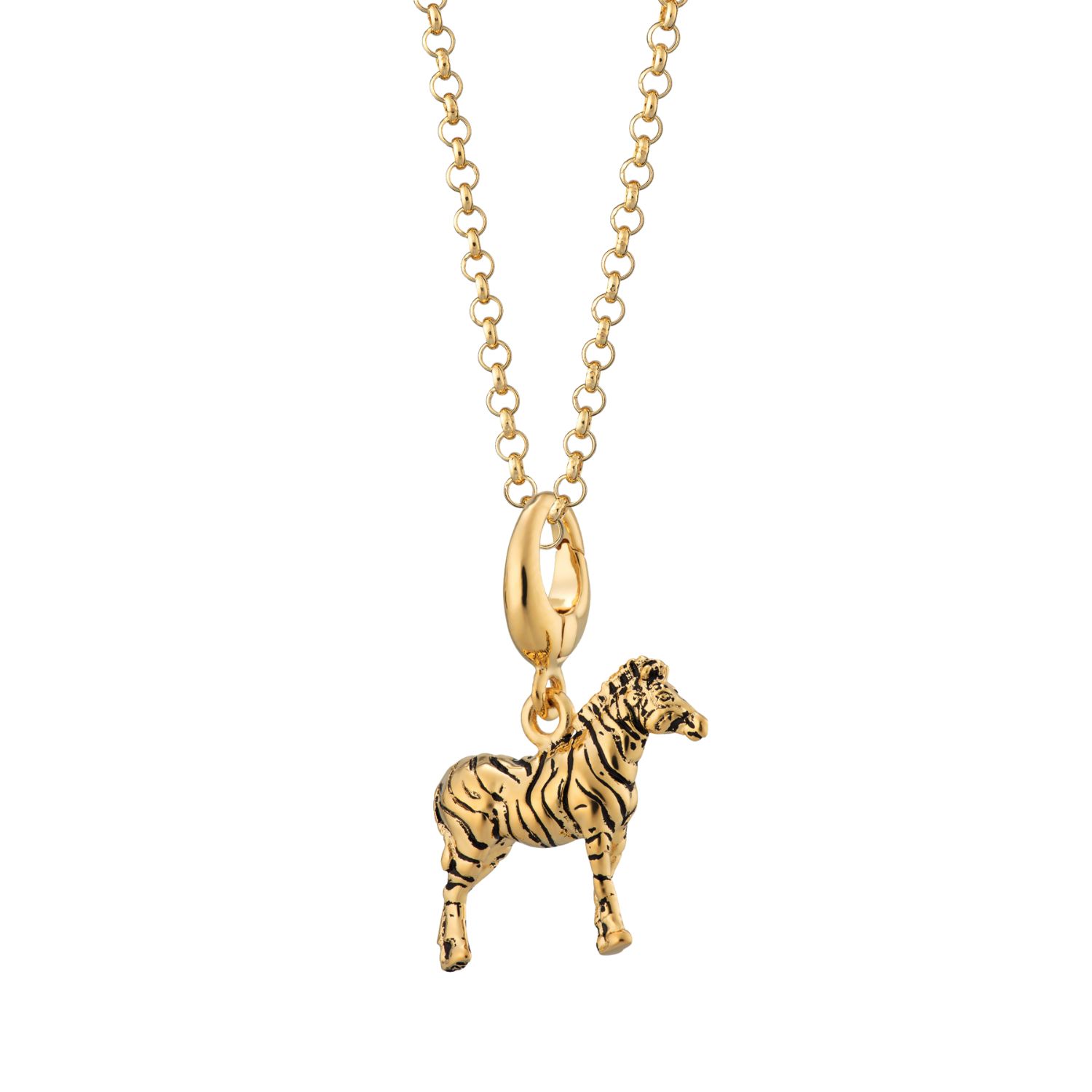 Gold Plated Zebra Charm Necklace