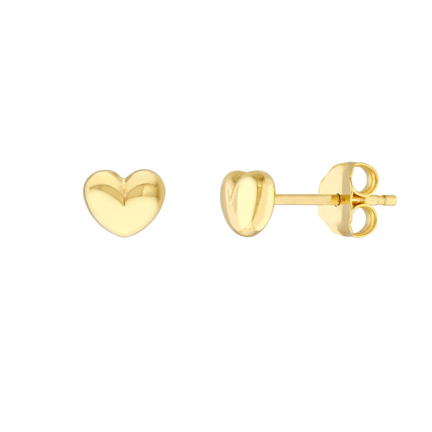 Gold Puff Heart Earrings