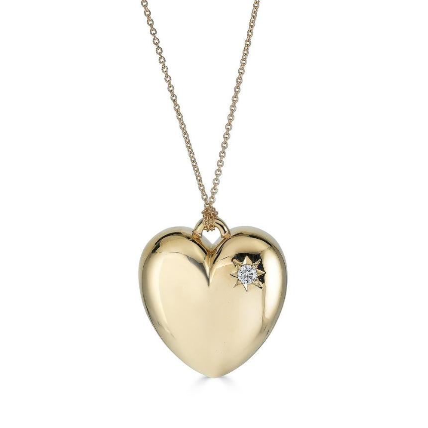 Gold Puff Heart Necklace