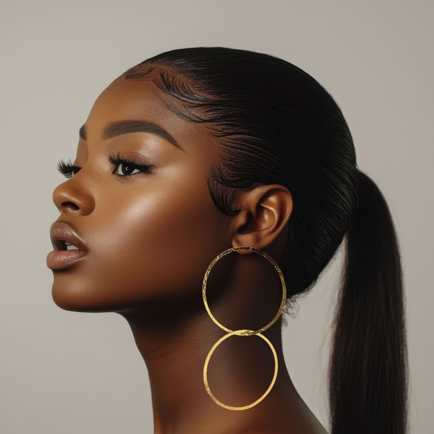 Gold Raquel Dangle Hoop Post Earrings