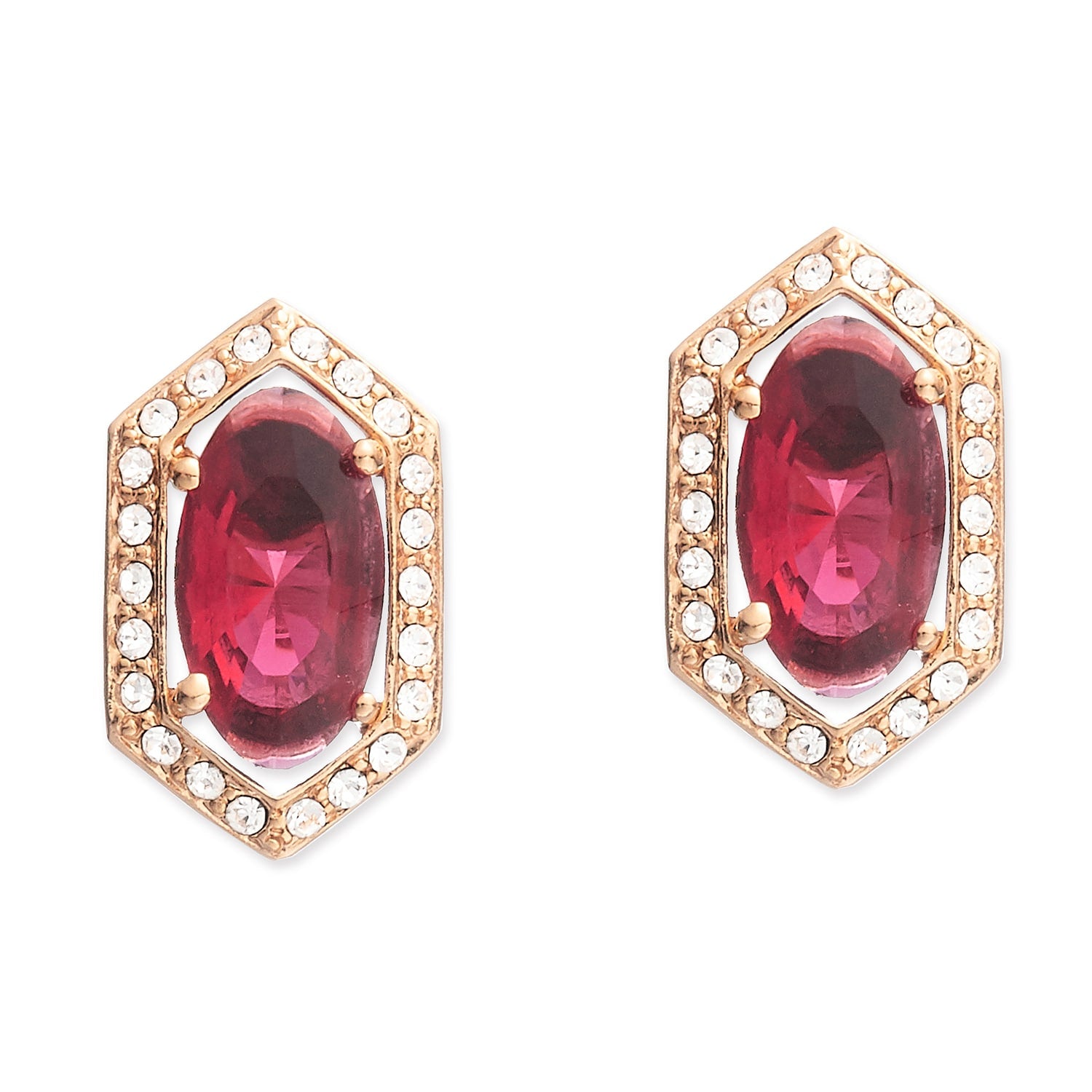 Gold & Red Crystal Clip On Earrings, Series Jelly Beans