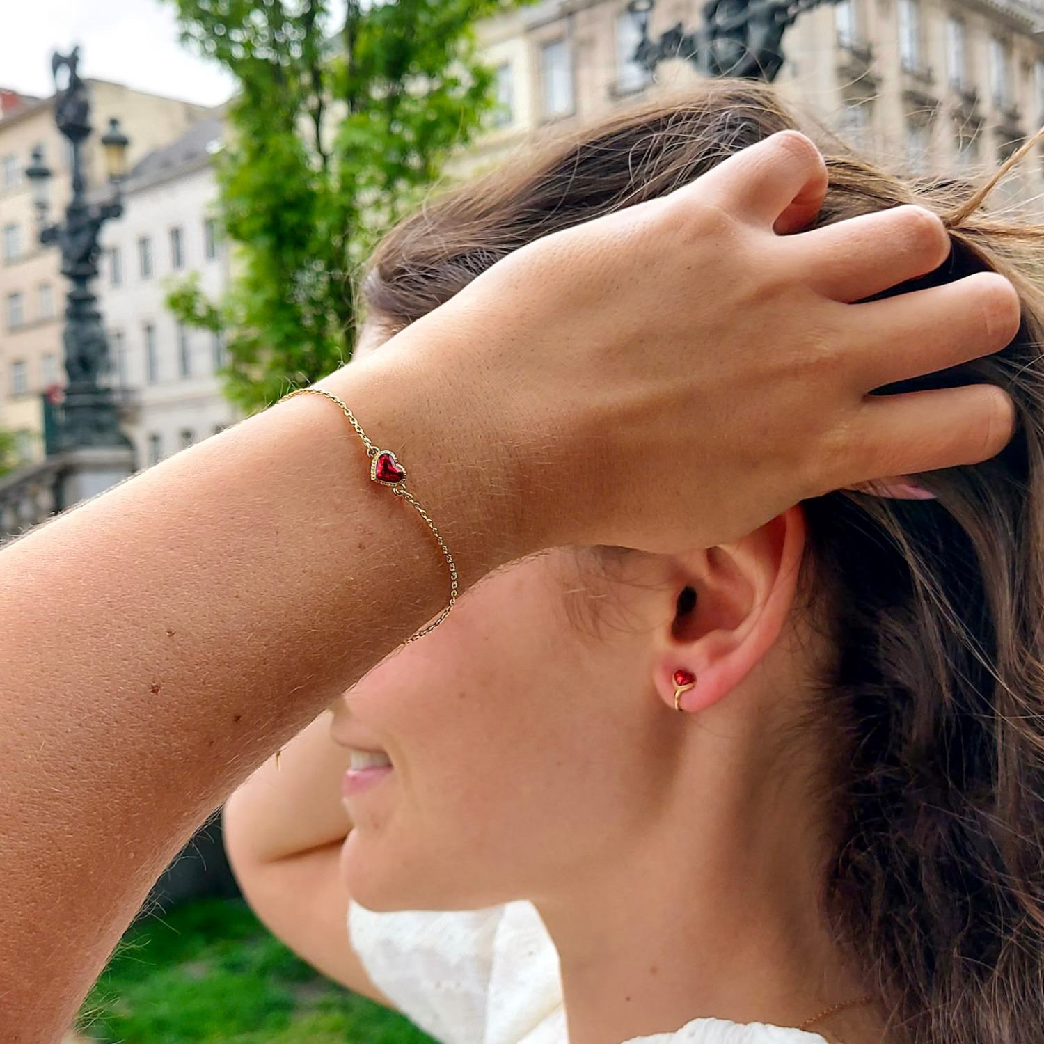 Gold & Red Enamel Bracelet , Series Pop Heart