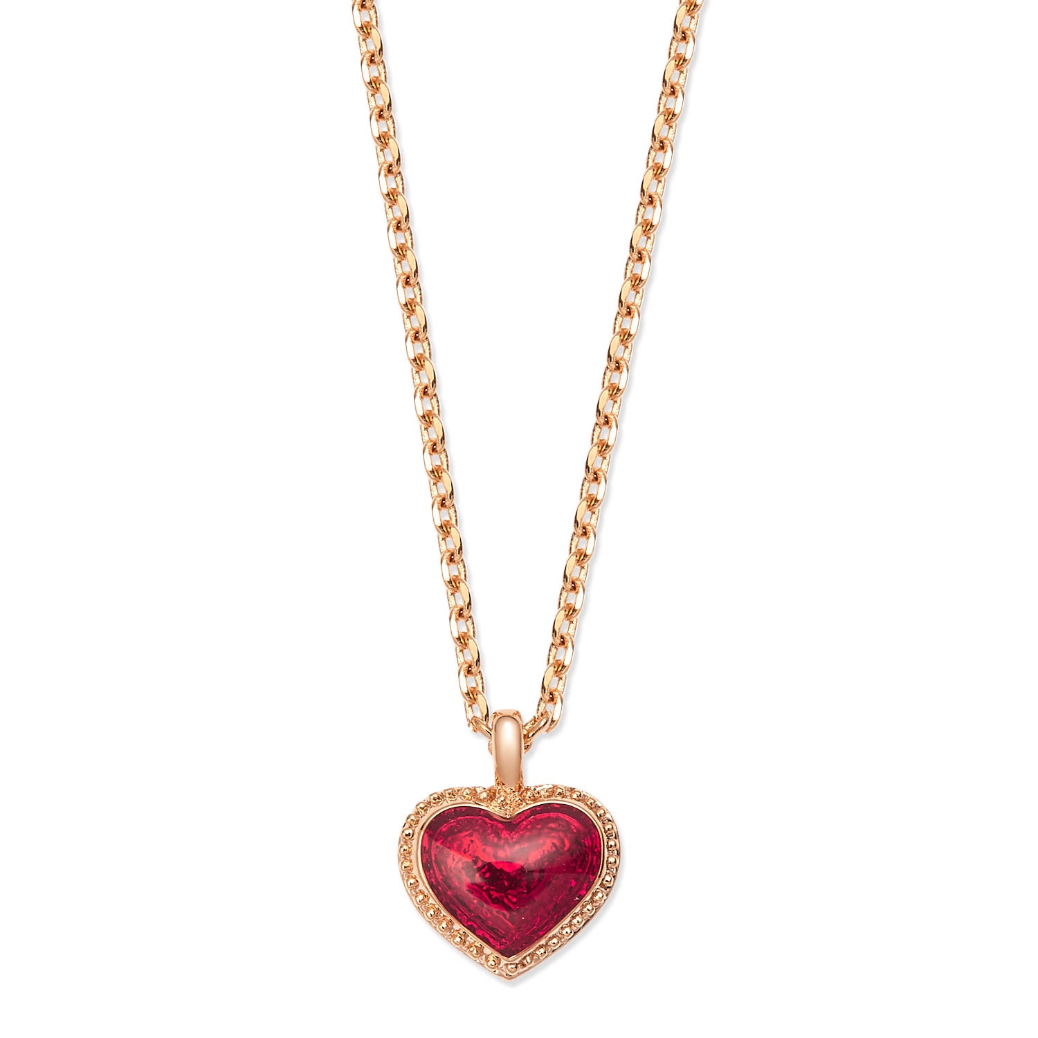 Gold & Red Enamel Heart Necklace, Series Pop Heart