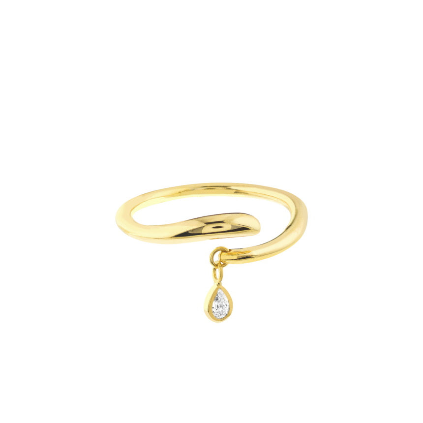 Gold Ring with Dangle Charm