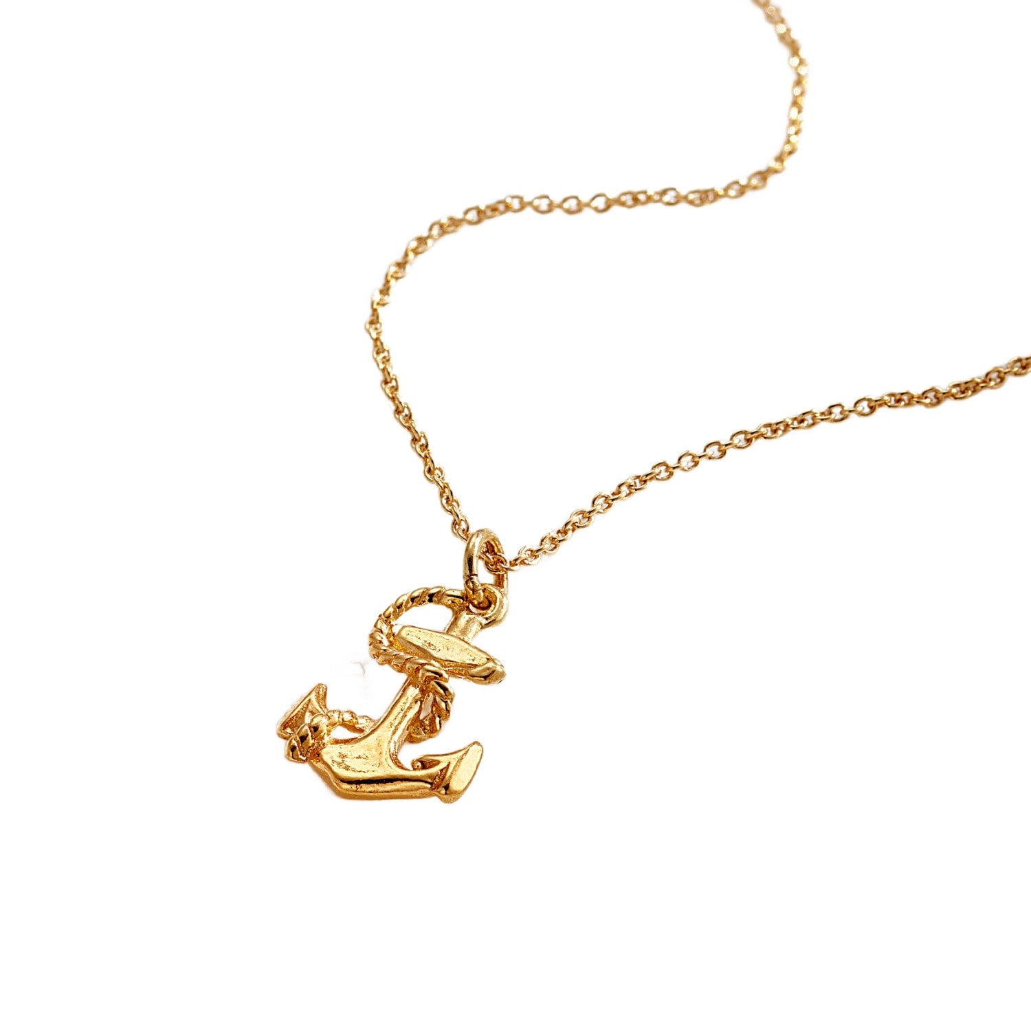 Gold Rope & Anchor Necklace