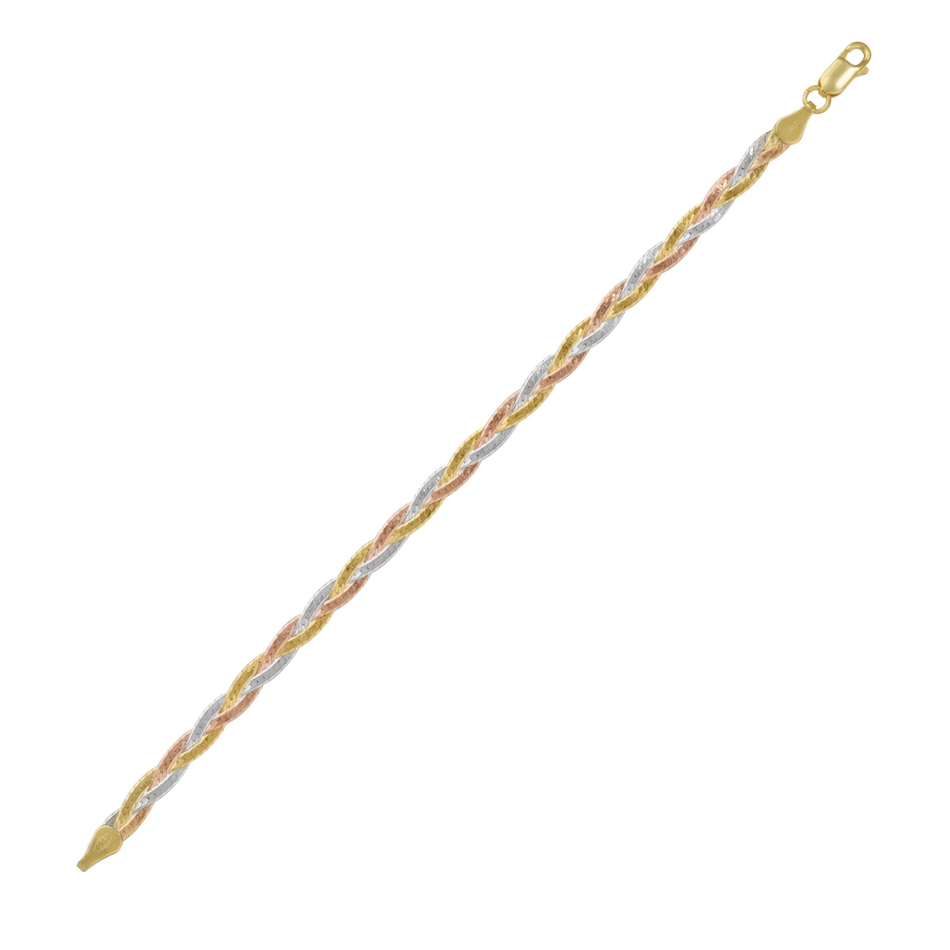 Gold Rose Gold & Silver Spiral Sterling Silver Flat Bracelet