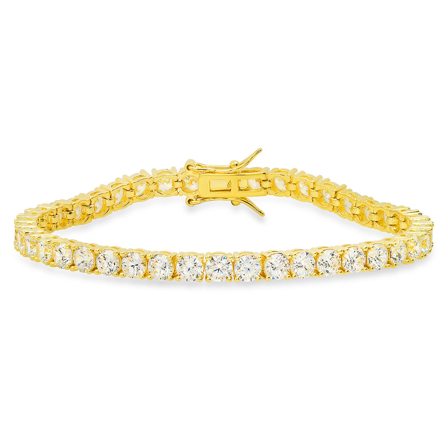 Gold Round Cut Diamond Cz Tennis Bracelet