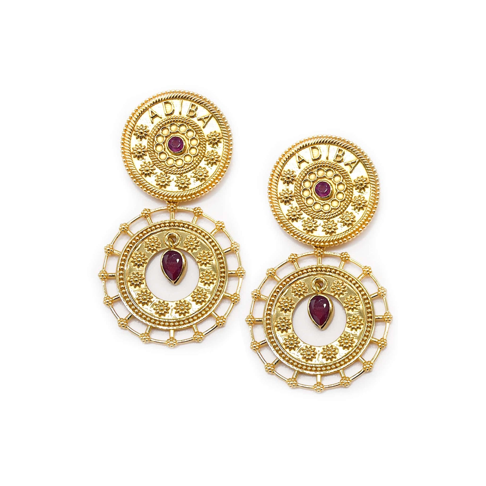 Gold Ruby Adiba Drop Earring