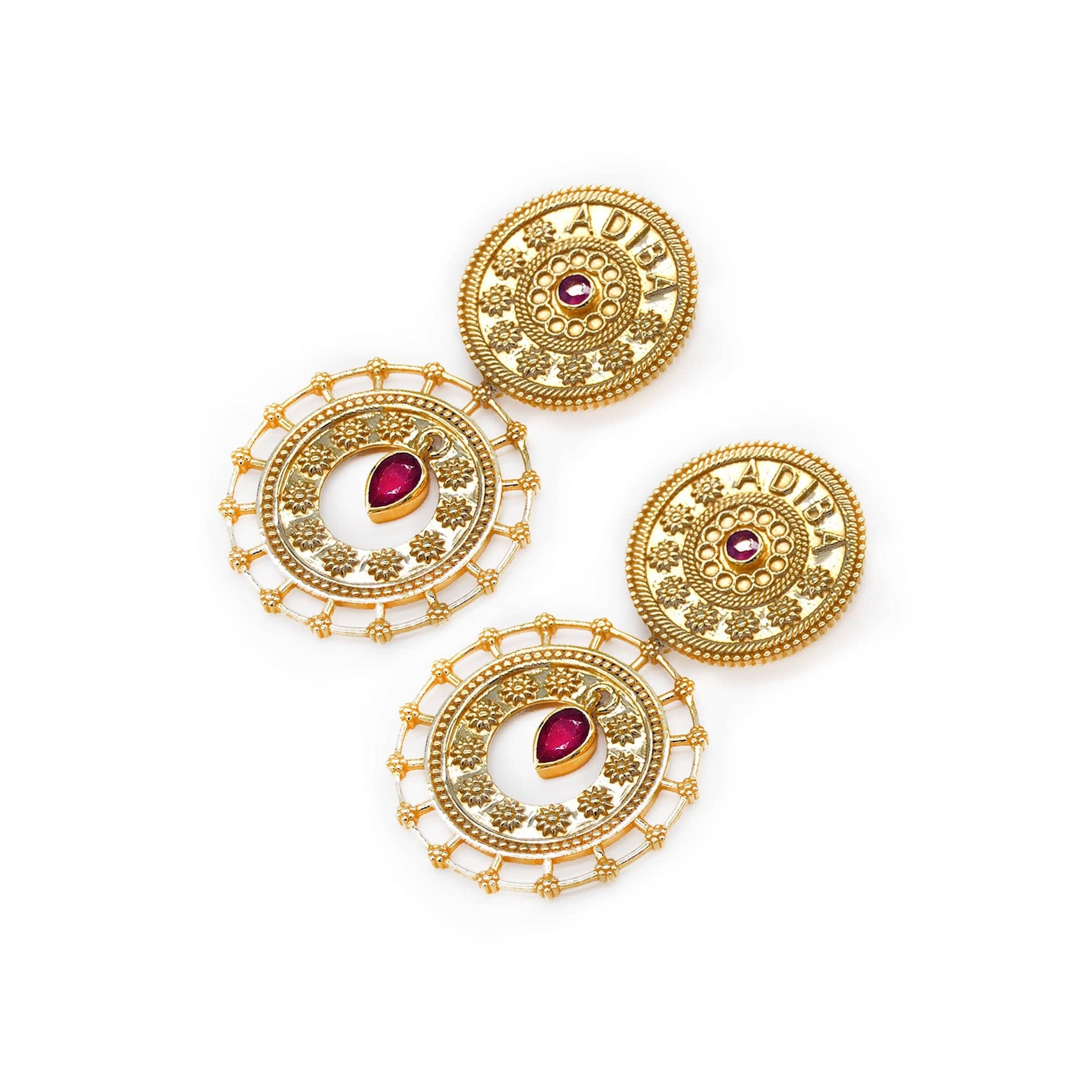 Gold Ruby Adiba Drop Earring