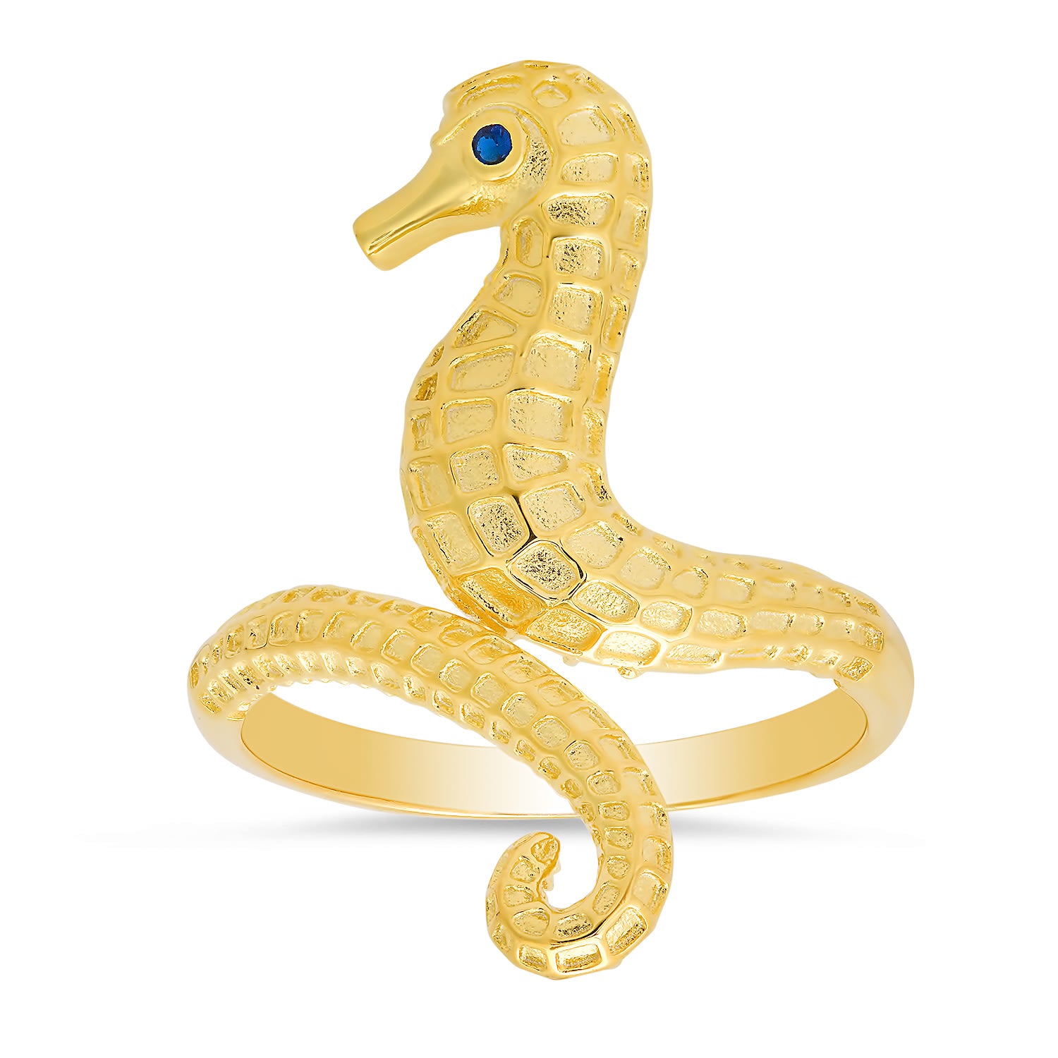 Gold Sapphire Cz Seahorse Ring