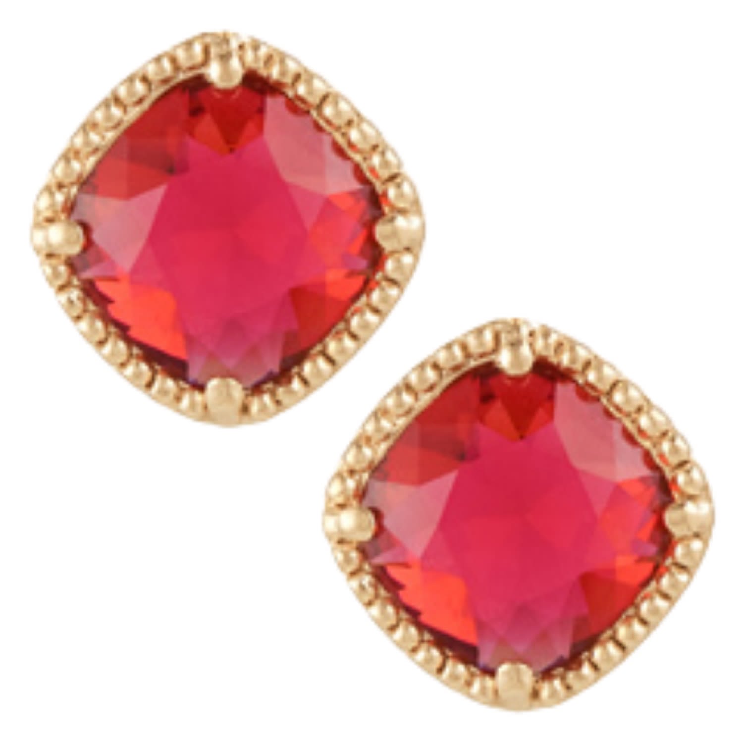 Gold & Scarlet Red Crystal Earrings, Series Dazzle