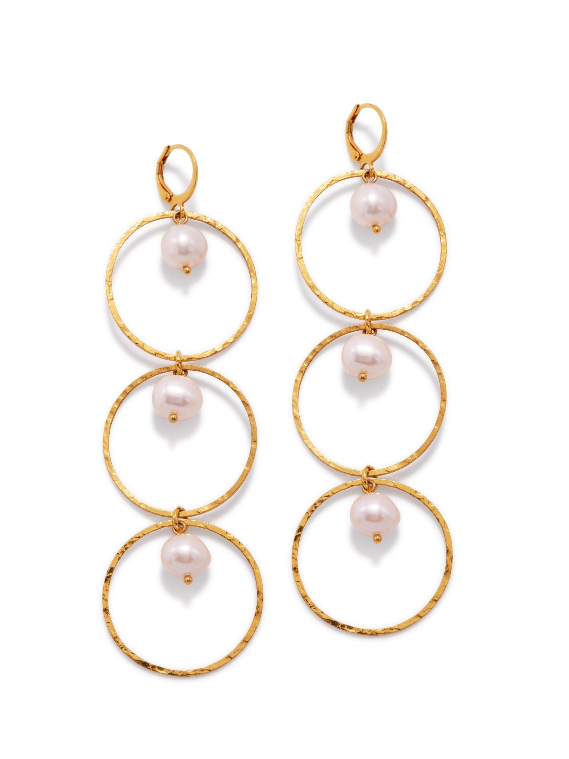 Gold Pearl Lindy Dangle Earrings