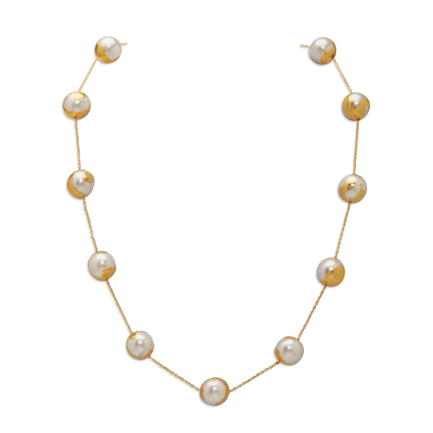 Gold Selene Necklace With Baroque Pearls