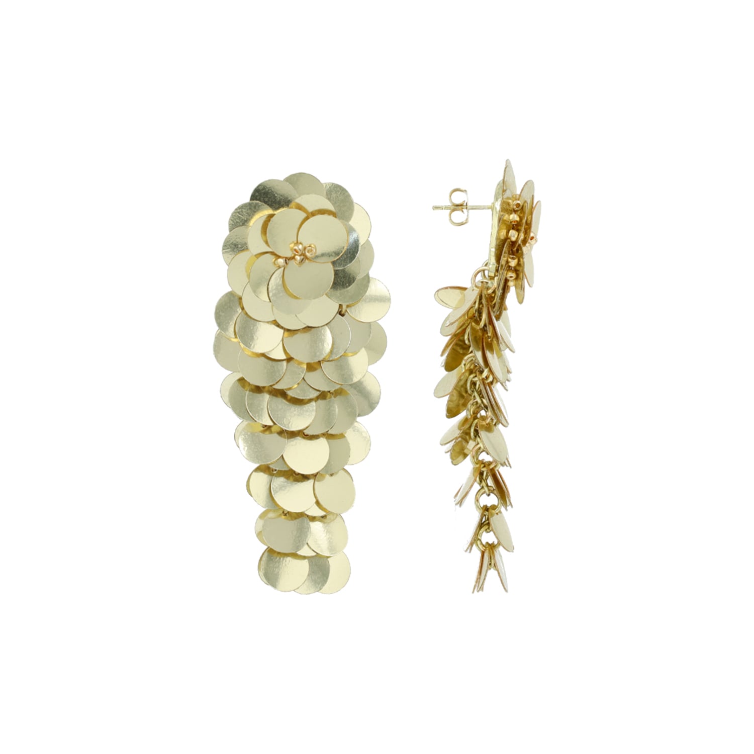 Gold Sequin Earrings Waterfall L