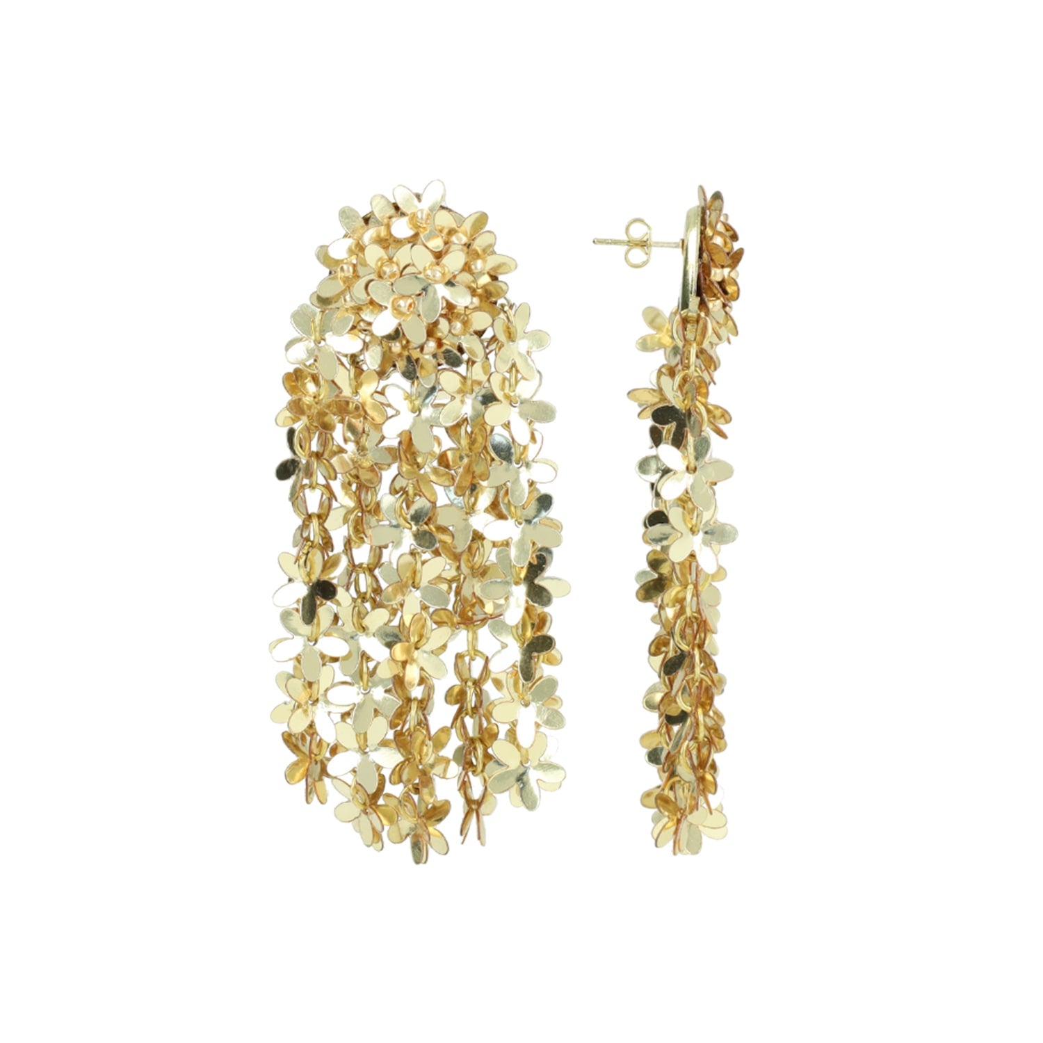 Gold Sequin Flower Rain Earrings