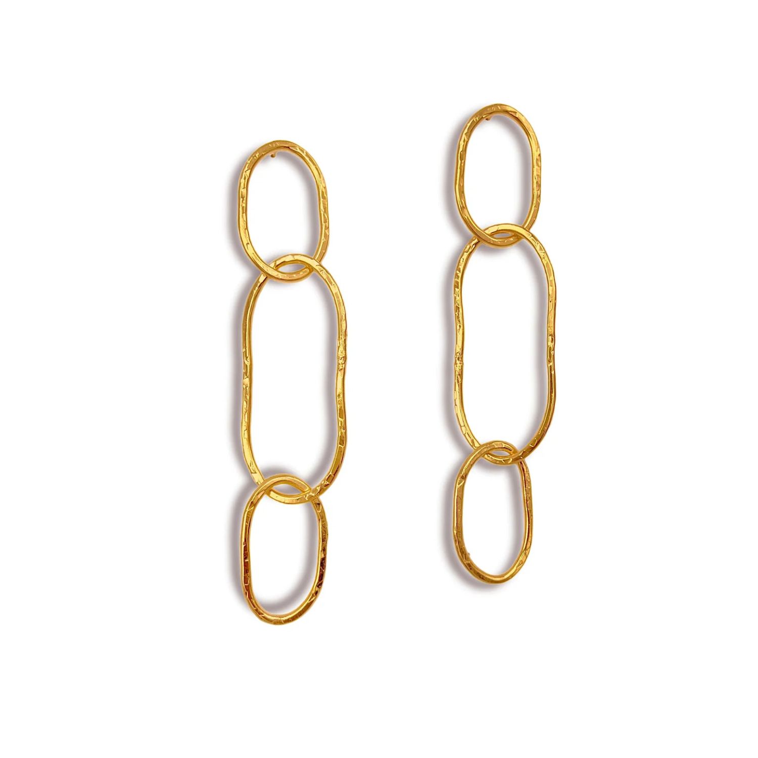 Gold Shackle Link Dangle Post Earrings