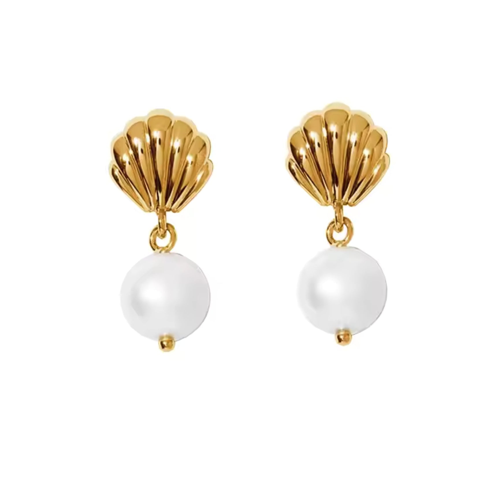Gold Shell Pearl Dangle Earring