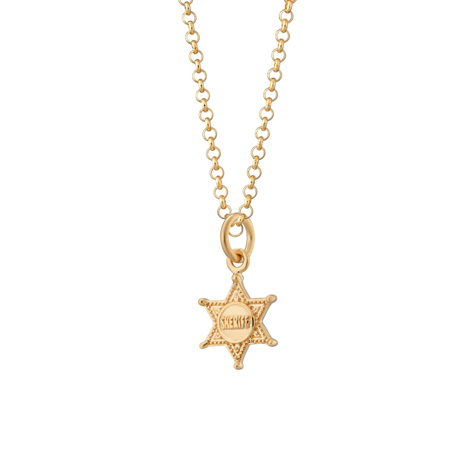 Gold Sheriff Badge Charm Necklace