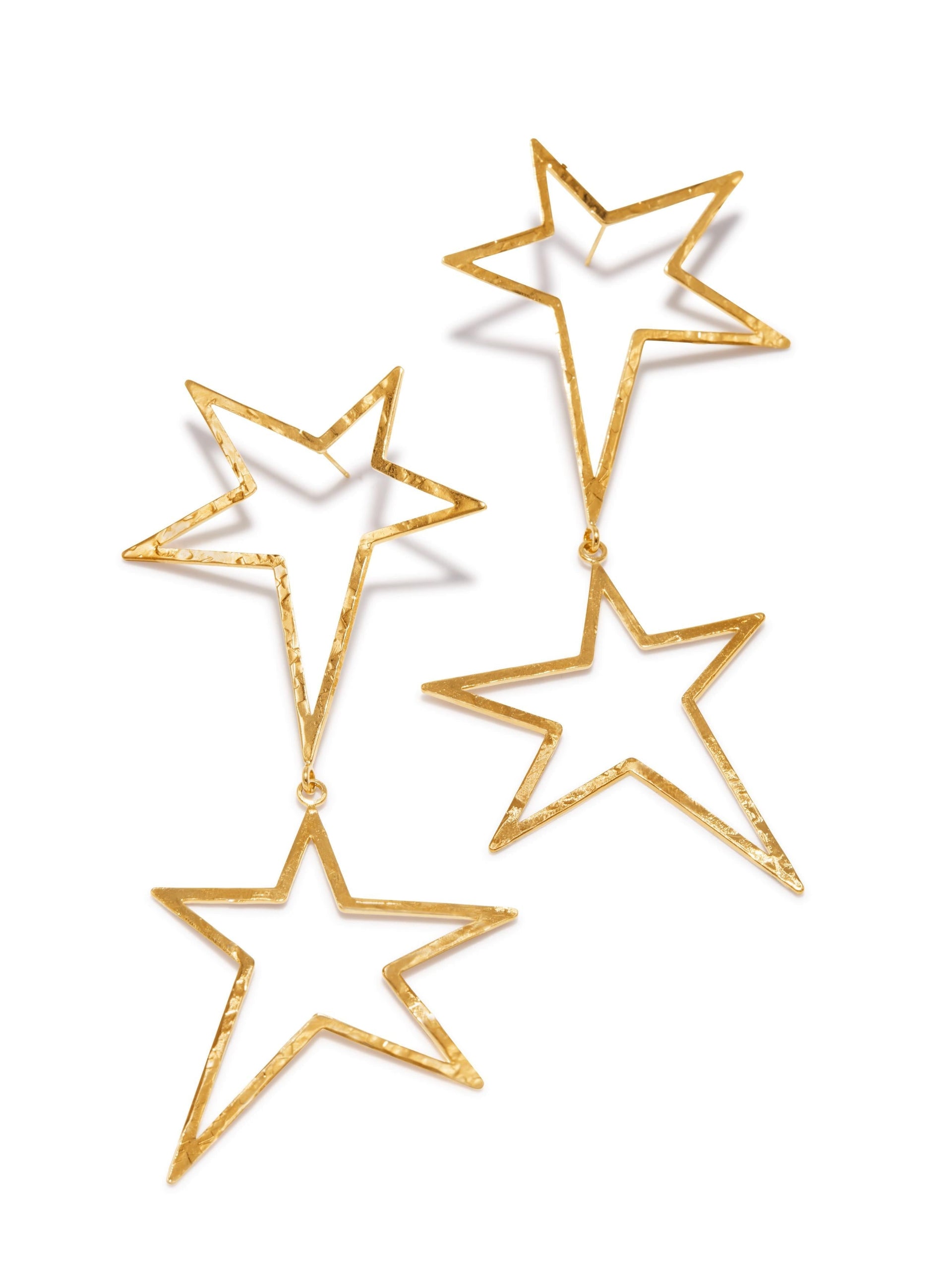 Gold Shooting Star Dust Dangle Post Earrings