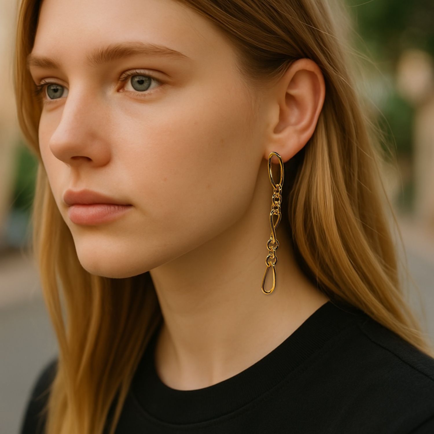 Gold Skyler Chain Post Earrings