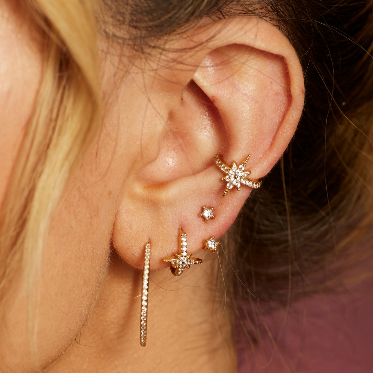 Gold Slim Sparkling Perfect Hoop Earrings