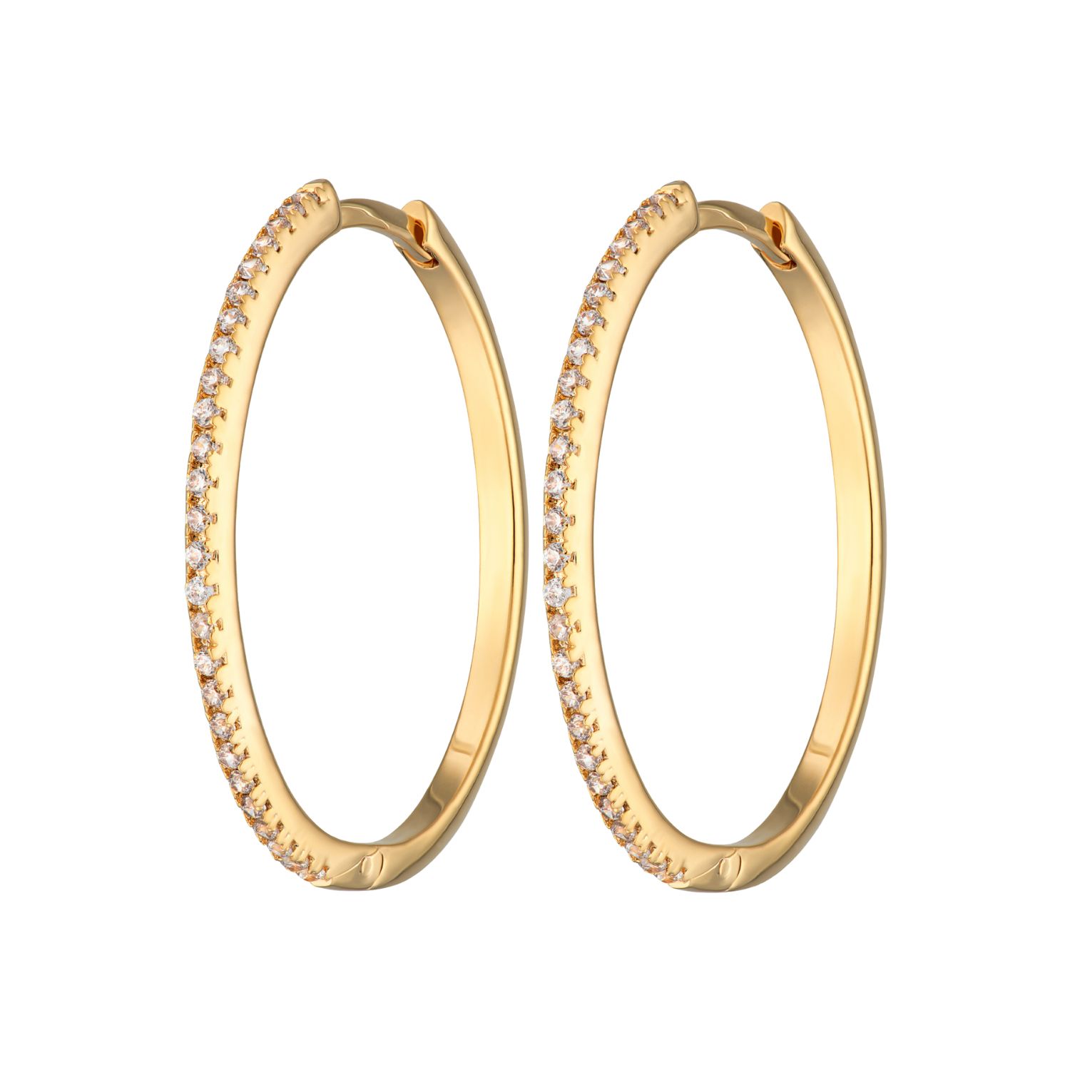 Gold Slim Sparkling Perfect Hoop Earrings
