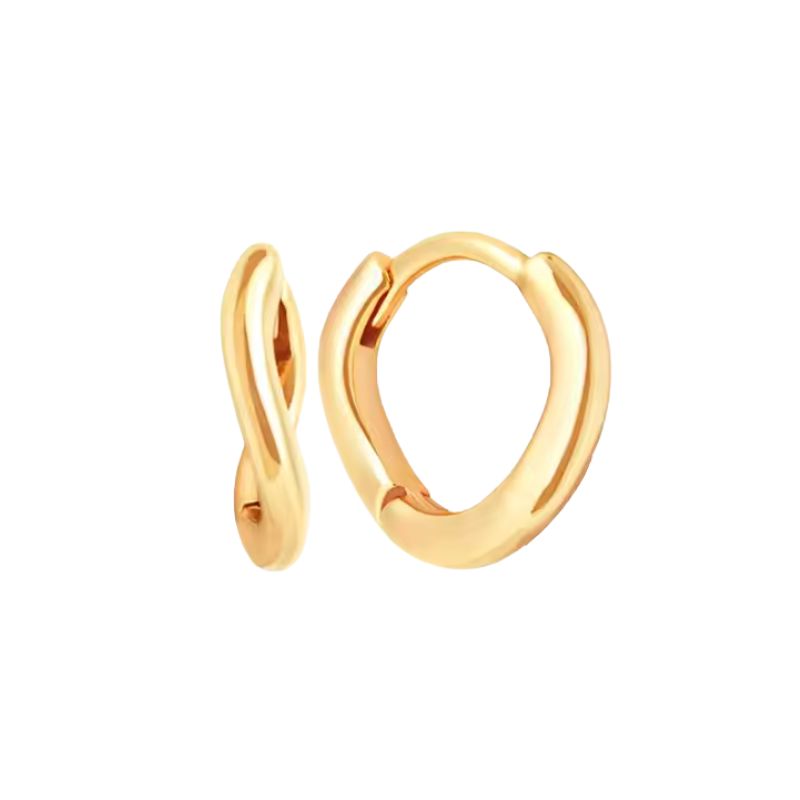 Gold Slim Wave Huggies Earrings
